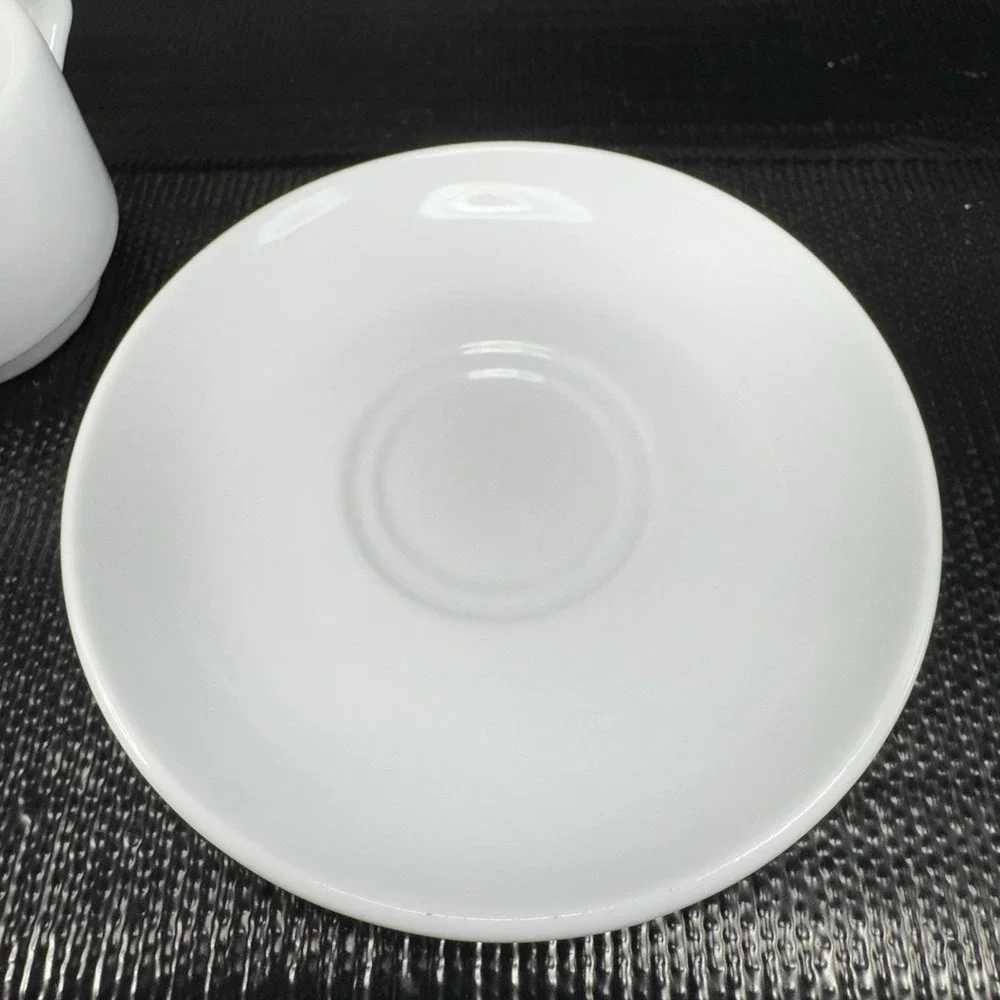 Brazilian Porcelana Veracruz White Thick Heavy Restaurant Ware Teacup Saucer Set